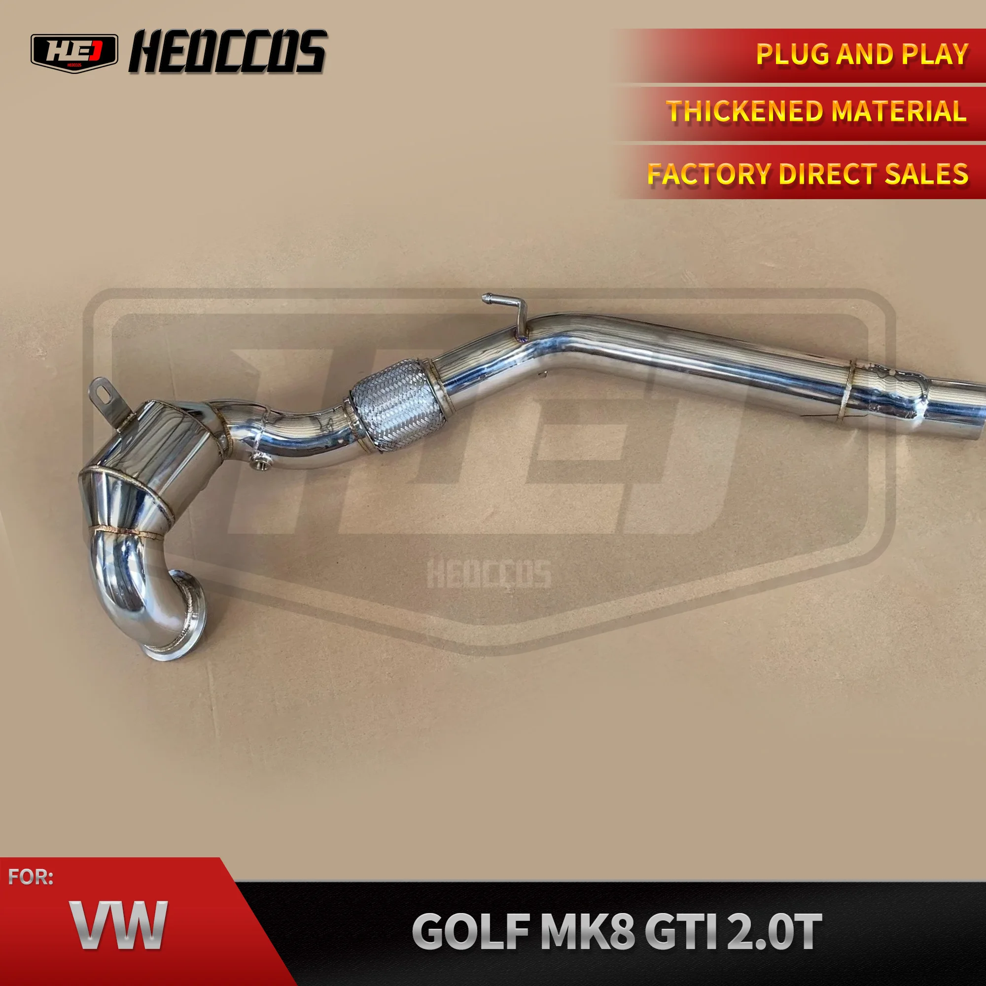

HEO SS304 Exhaust Downpipe For VW Golf MK8 GTI 2.0t downpipe Without thermal insulation material