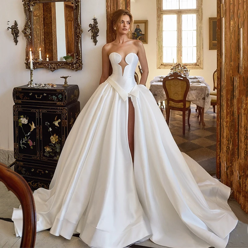 Eightree Princess A-Line Wedding Dresses Sweetheart Side Slit Backless Bridal Dress Formal Wedding Ball Prom Gowns Customized
