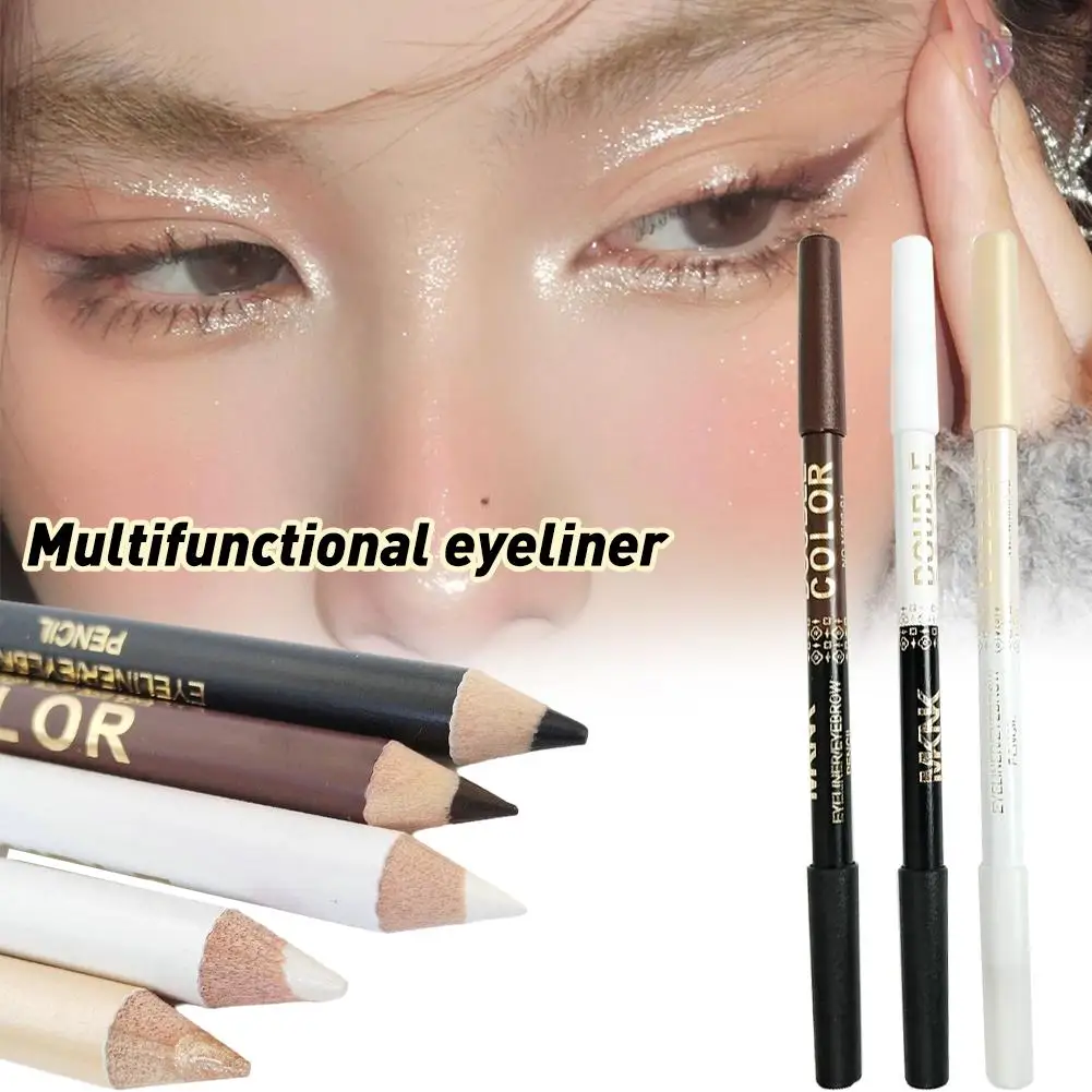 Double Headed Dual Color Eyeliner Pencil Smooth Lasting Waterproof Pearlescent Lying Silkworm Eyeshadow Pen Stick Eye Makeup