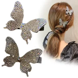 Rhinestone Butterfly Hair Clips for Women Glitter Shiny Hair Pins Headdress Girls Duckbill Hair Clips Styling Hair Clips Fashion