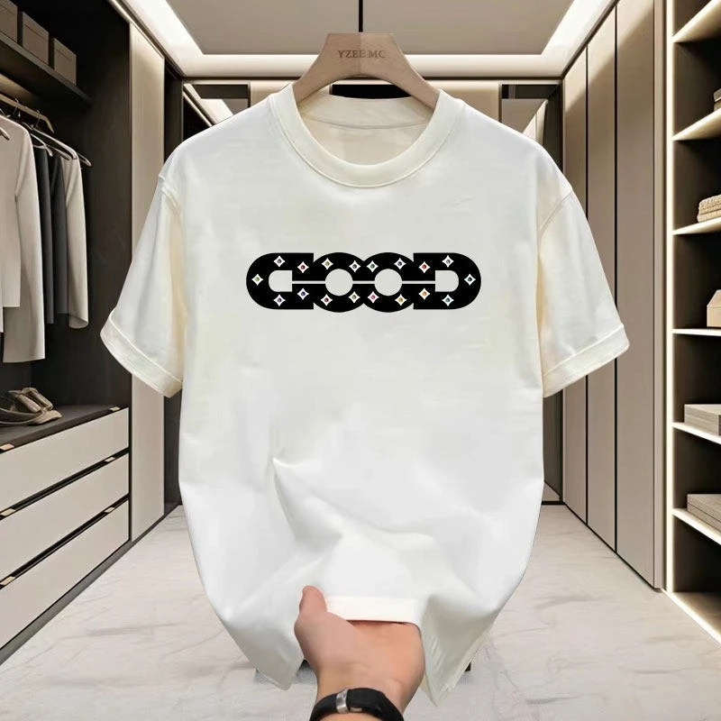 

Новая летняя футболка 2026 из цельного хлопка с короткими рукавами, свободный, модный и высококачественный топ с половиной рукавов.