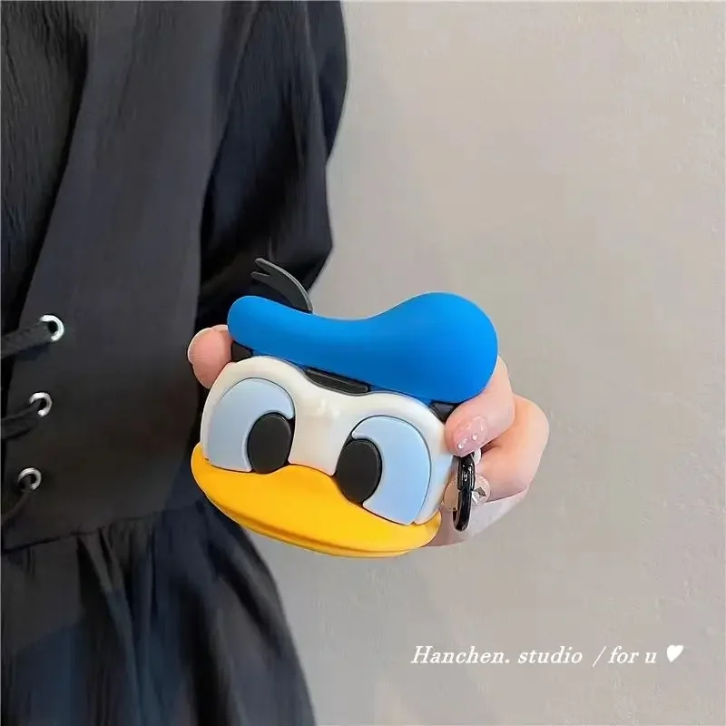 ديزني ثلاثية الأبعاد دونالد داك الاتجاه الكرتون ل Airpods 1 2 3 برو Pro2 الإبداعية اللاسلكية بلوتوث سماعة سيليكون واقية