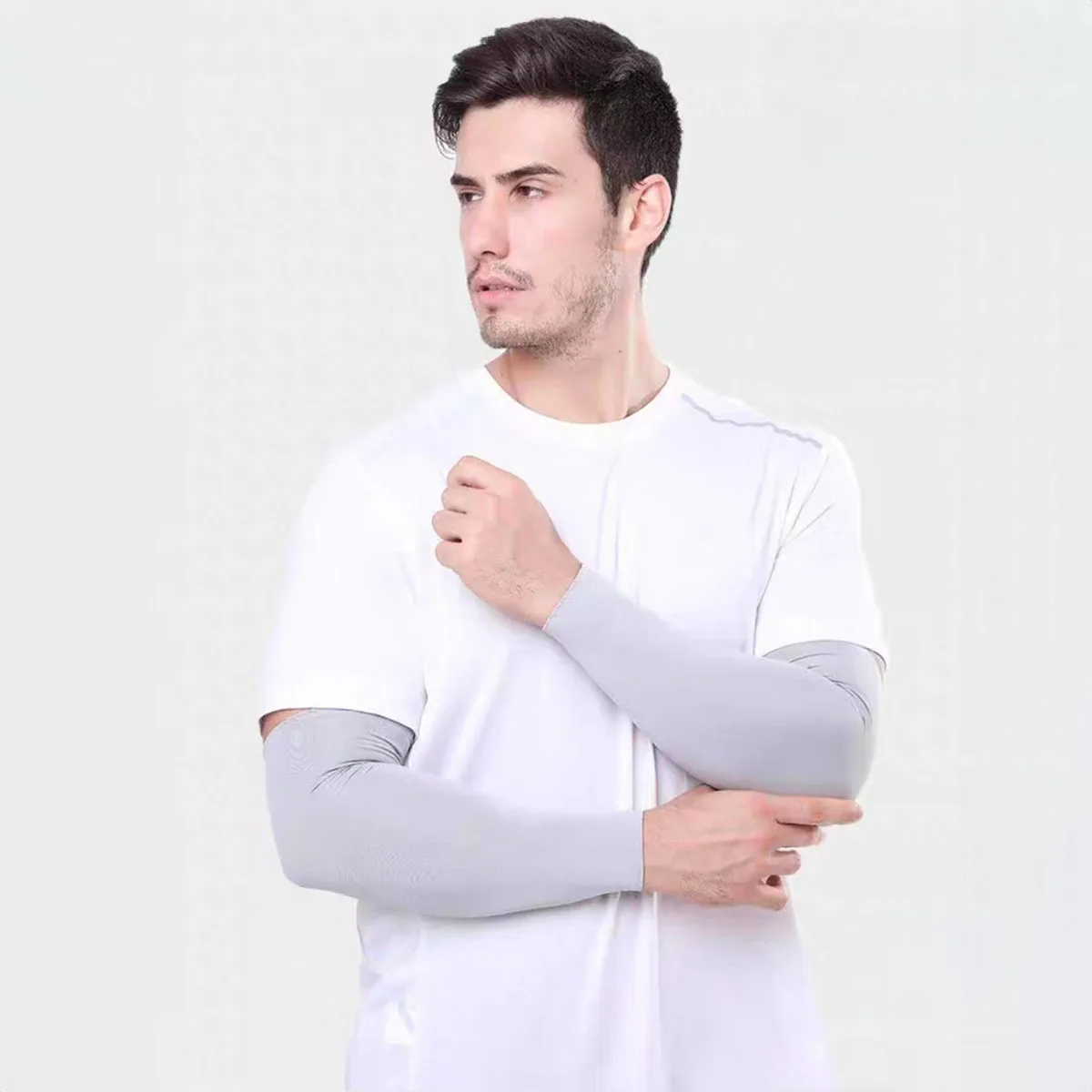 5 Paar kurze Armschützer aus Eisseide |     Atmungsaktive und leichte Eishüllen für Unisex |     8 % Elasthan, reine Farbe, Outdoor-Sportärmel