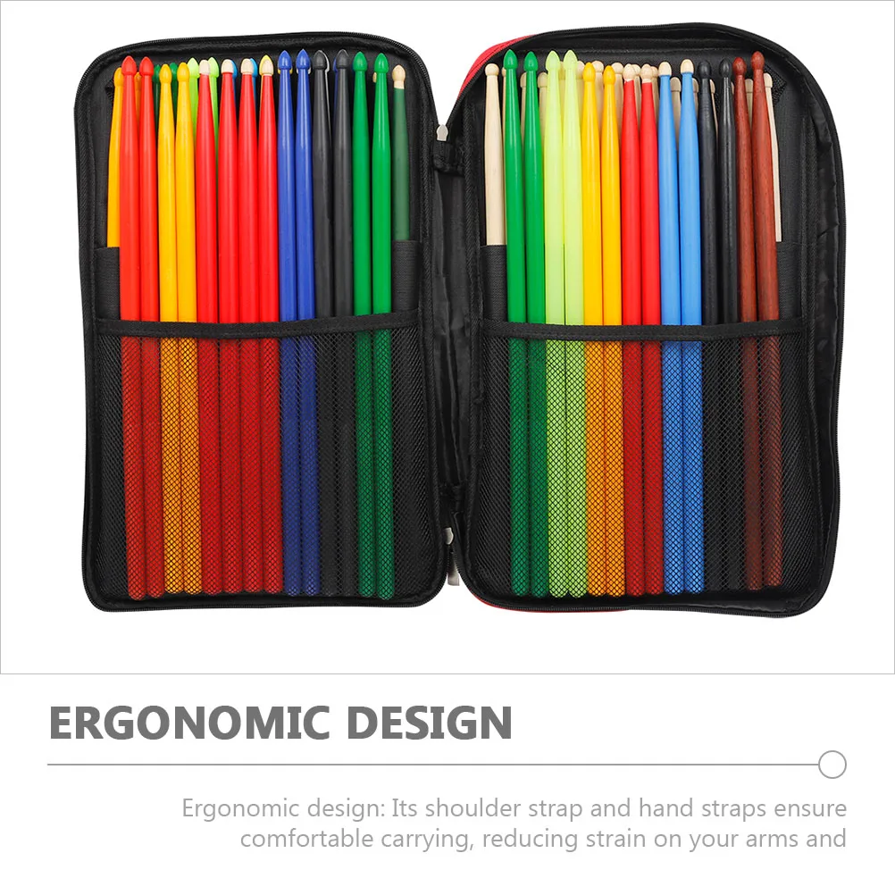 حقيبة عصا الطبل سميكة من قماش أكسفورد، تخزين واسع لأعواد الطبل، منظم حمل محمول، حامل مريح