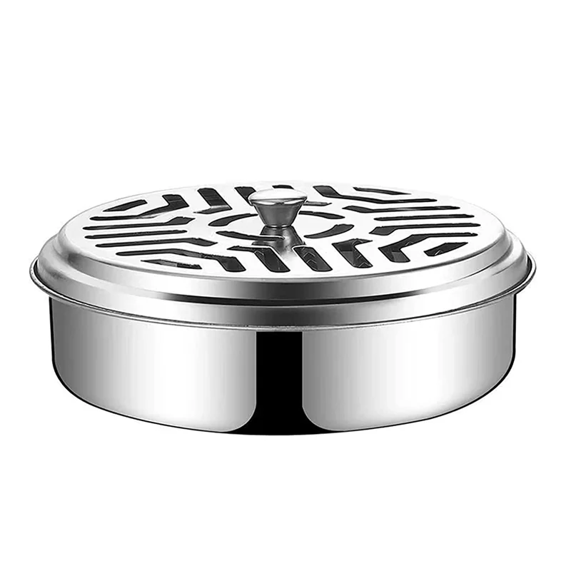 Stainless Steel Holder for Mosquito Coils, Fireproof Mosquito Spiral Container, Portable Metallic Mosquito Coil Holder