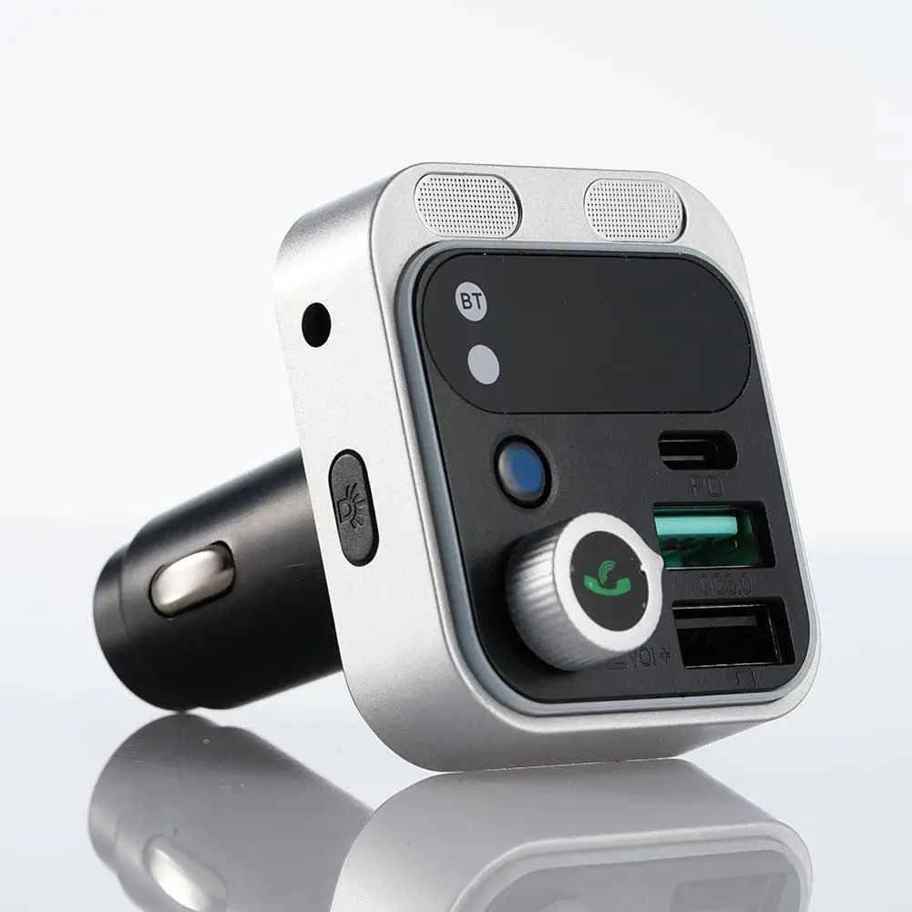 Car FM Transmitter Bluetooth 5.3 HiFi Bass Sound Stronger Dual Mics Bluetooth Car Adapter Hands-Free 30W PD Car Charger