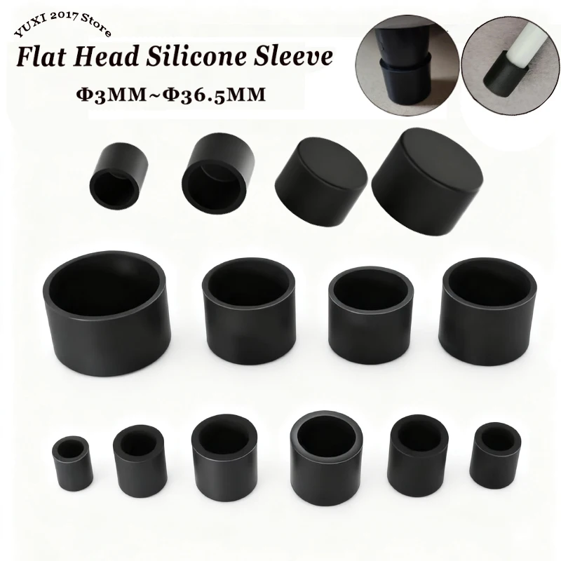 6/10PCS 3mm~29.7mm Black Silicone Flat Head Cover Heat-resistant Dustproof Sealed Protective Cap Anti-collision Circular Cap