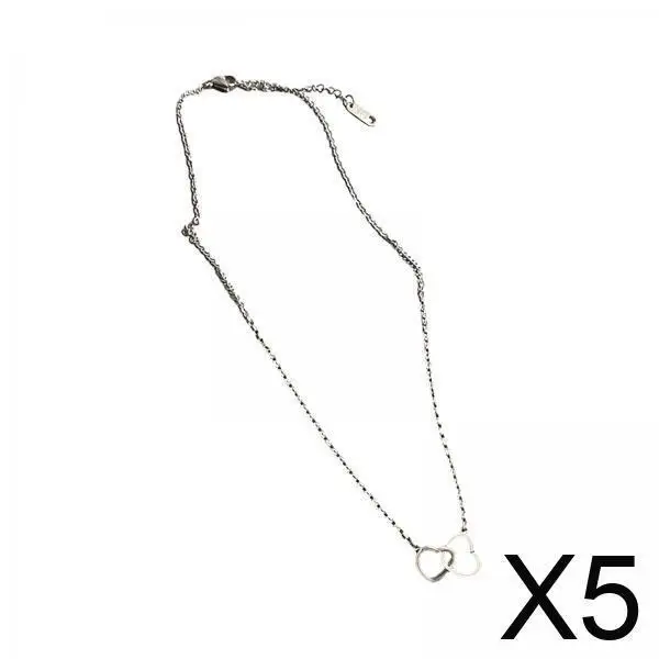 

Ожерелье с подвеской в виде двойного сердца, элегантная цепочка из сплава, минималистичные ювелирные изделия для женщин и девочек на день Святого Валентина