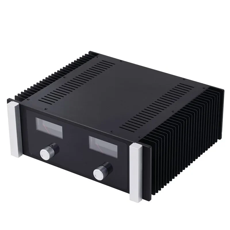 Dual Meter Heads Class a Heat Sink Power Amplifier Chassis All-Aluminum Alloy Dual-Sided Enclosure for Audio Equipment