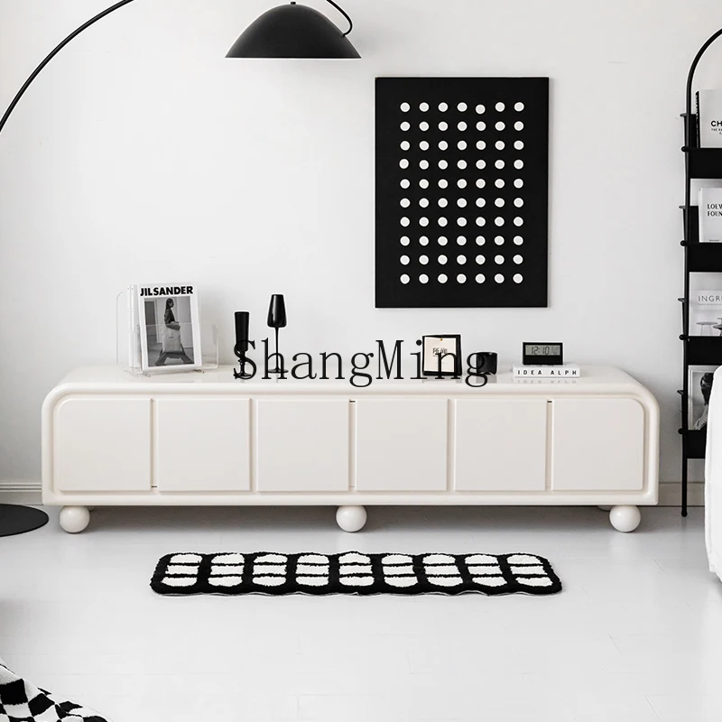 

CL Simple Modern TV Cabinet for Home Living Room Small Apartment White Storage Cabinet