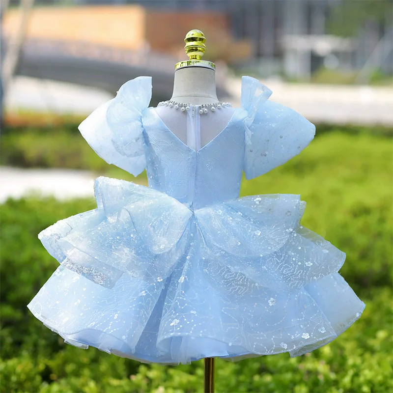 Splendido abito da festa di compleanno per bambini, abito da festa di nozze per ragazza con paillettes, abito da ragazza di fiori, abito da bambino carino