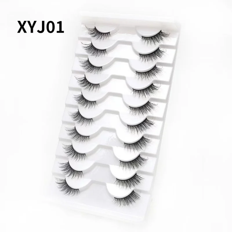 DINGSEN 10 Paar Natürliche Wimpern Halblange Katzenaugen-Wimpern 3D Kunstnerz Flauschige Wimpern Flügelige Falsche Wimpern – Detail 9