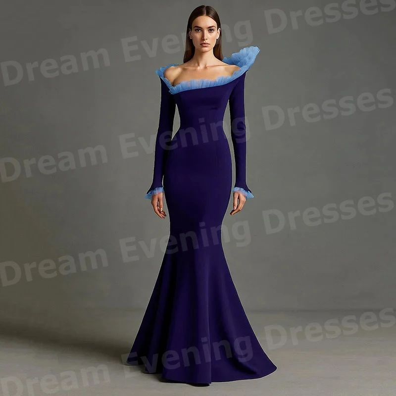 

Простые женские вечерние платья русалки по индивидуальному заказу, платья для выпускного вечера с открытыми плечами и длинными рукавами, вечерние платья для вечеринок, Vestidos Para Mujer Elegantes