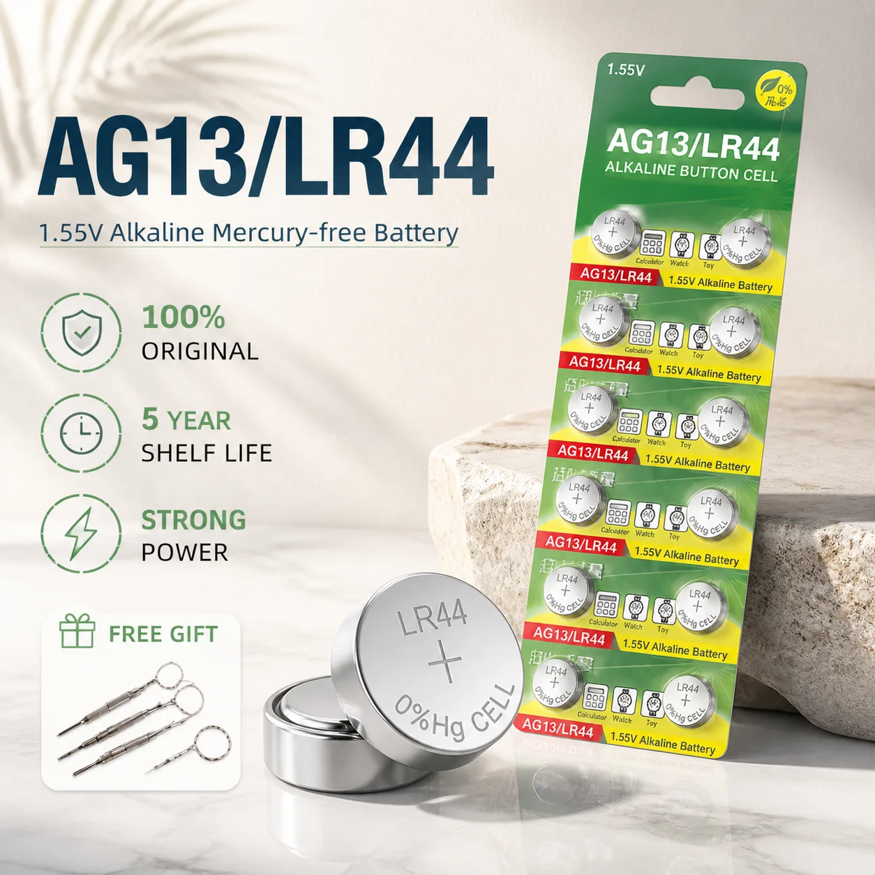 

Premium LR44 Alkaline Button Battery 1.55V High Capacity AG13 SR44 A76 L1154F Coin Cell 5-10Pcs For Electronic Devices