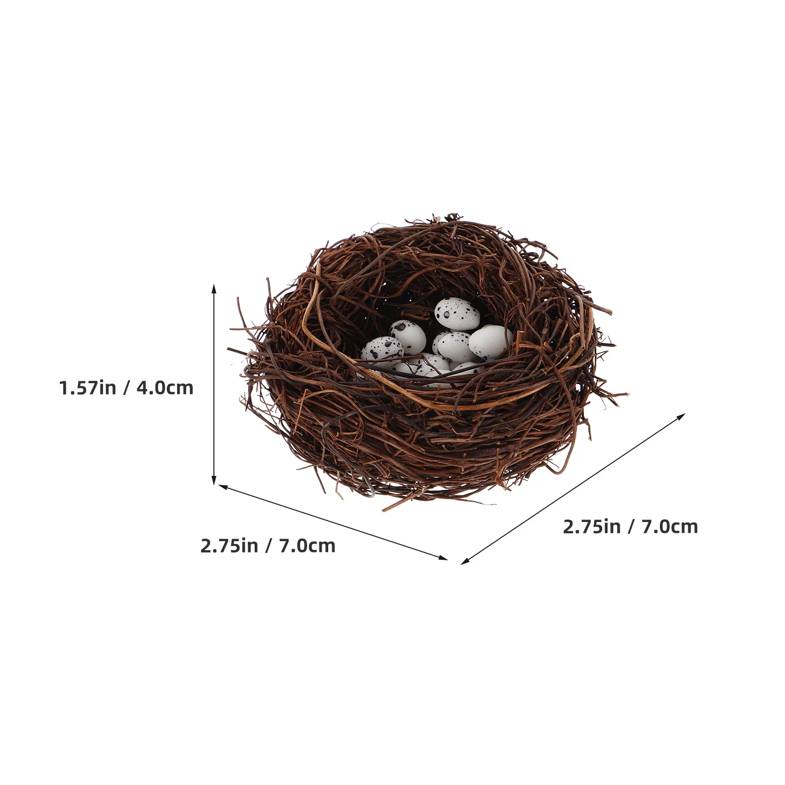 Mini nido de pájaro Artificial de 20 piezas con pequeños huevos moteados para microadornos de paisaje, Kit de decoración artesanal de mimbre Natural, nido de pájaro