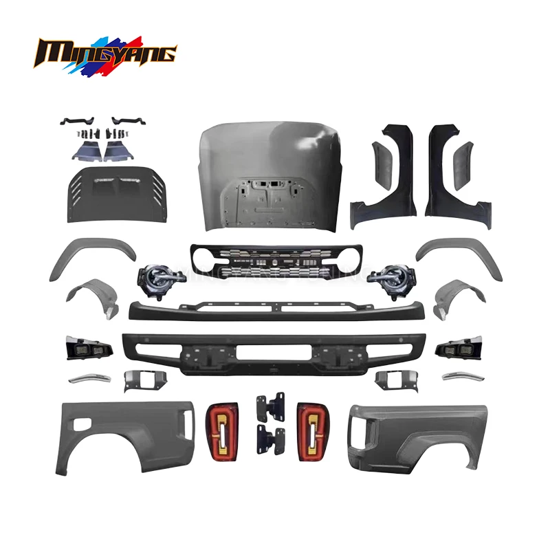 New Arrival Body Kit Front Bumper 2012-2021 For Ford Ranger Upgrade Bronco Hood Lights Bodykit