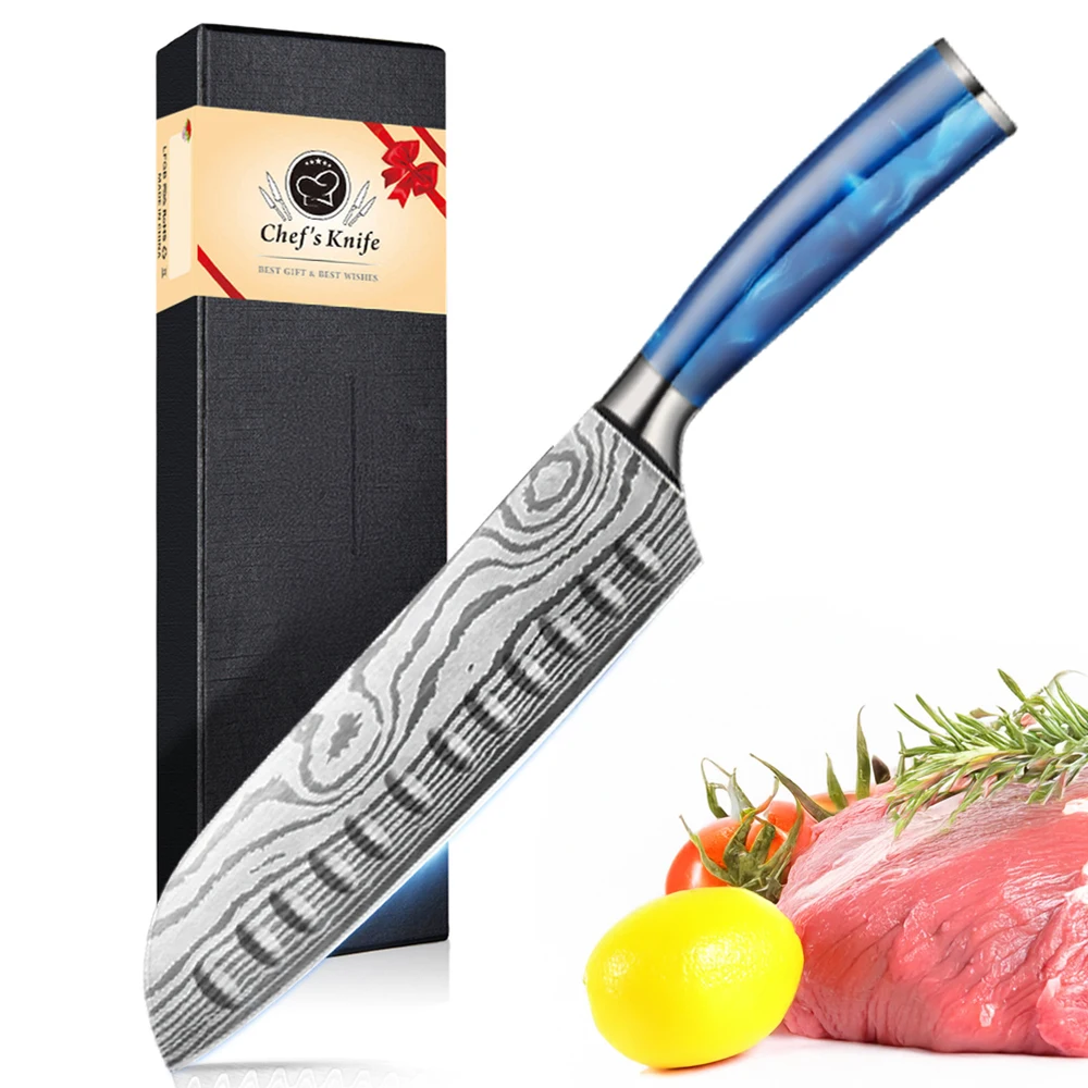 Professionelles 8-Zoll Santoku-Messer, Küchenmesser, Kochmesser mit Stahlklinge, Perfekt für Kulinarik-Enthusiasten, Kochzubehör