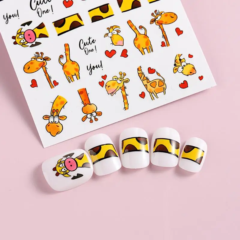 Nail Decoration Cartoon Colorful Sweet Lovely Cute Nail Art Nail Patch Cookies Nail Tool Nail Enhancement Sticker Giraffe Beauty