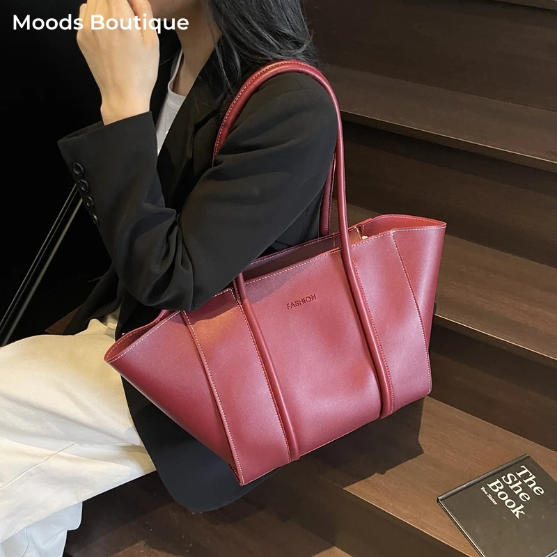 MOODS Oversized Transformable Shoulder Bag Set For Women Burgundy Color Large Capacity 2-In-1 Shopping Tote 2025 Latest Handbags