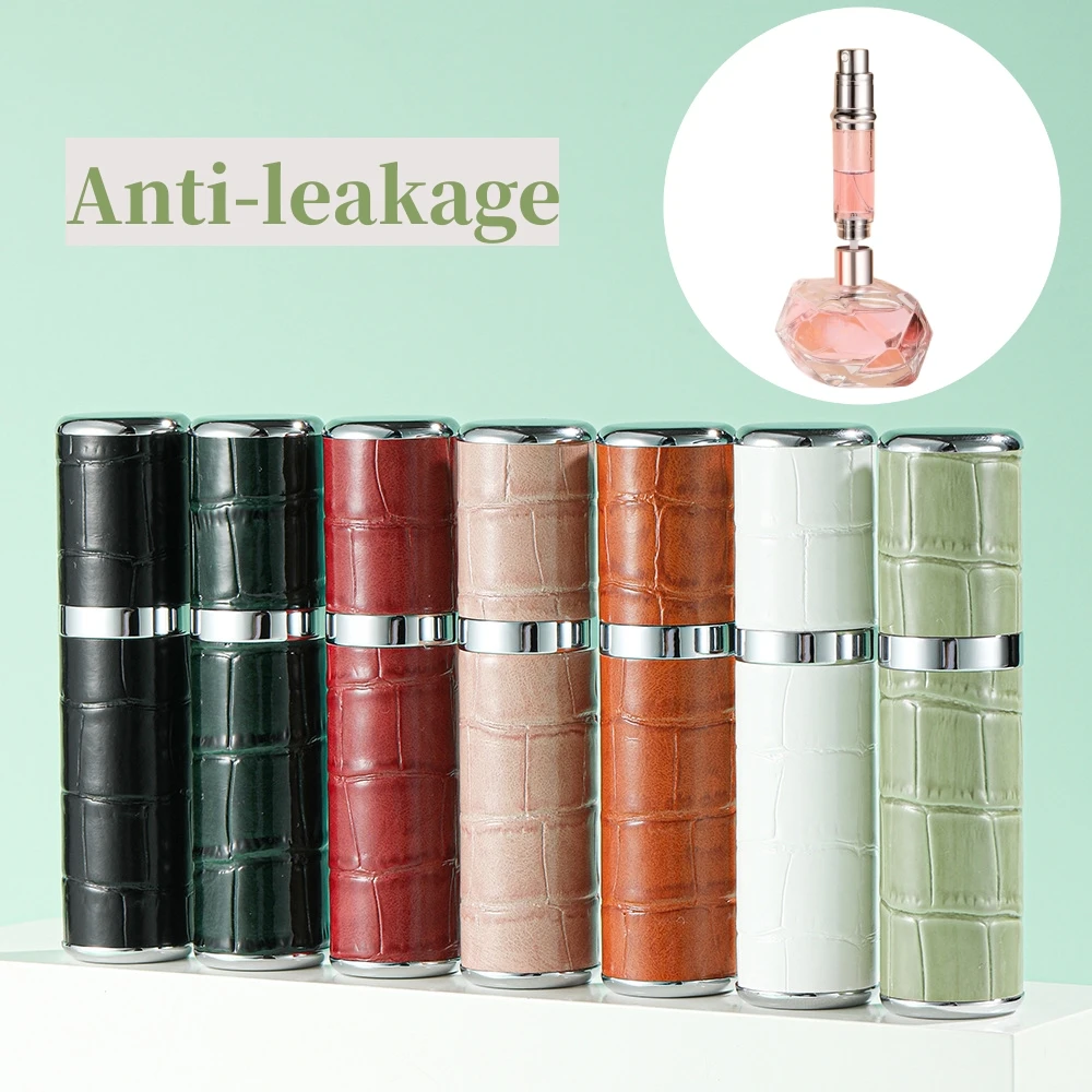 

5ml High Quality Leather Portable Bottom-Filling Pump Perfume Refillable Spray Empty Cosmetic Containers Atomizer Bottle Travel