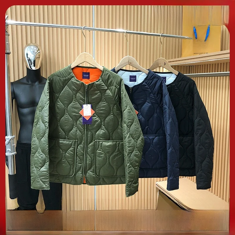 Japanese Sle Men's Jacket Cotton Fill Collarless Couple's Autumn Winter Coat Long Sleeve Standard Fit Youth Fashion