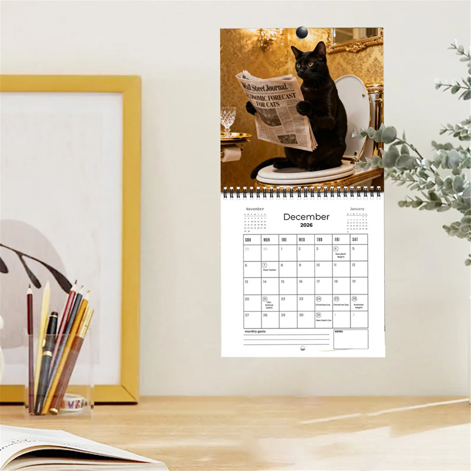 

2026 Wall Calendar Renaissance Style 12 Months Calendar 2026 Funny Cat Calendar for Cat Lovers