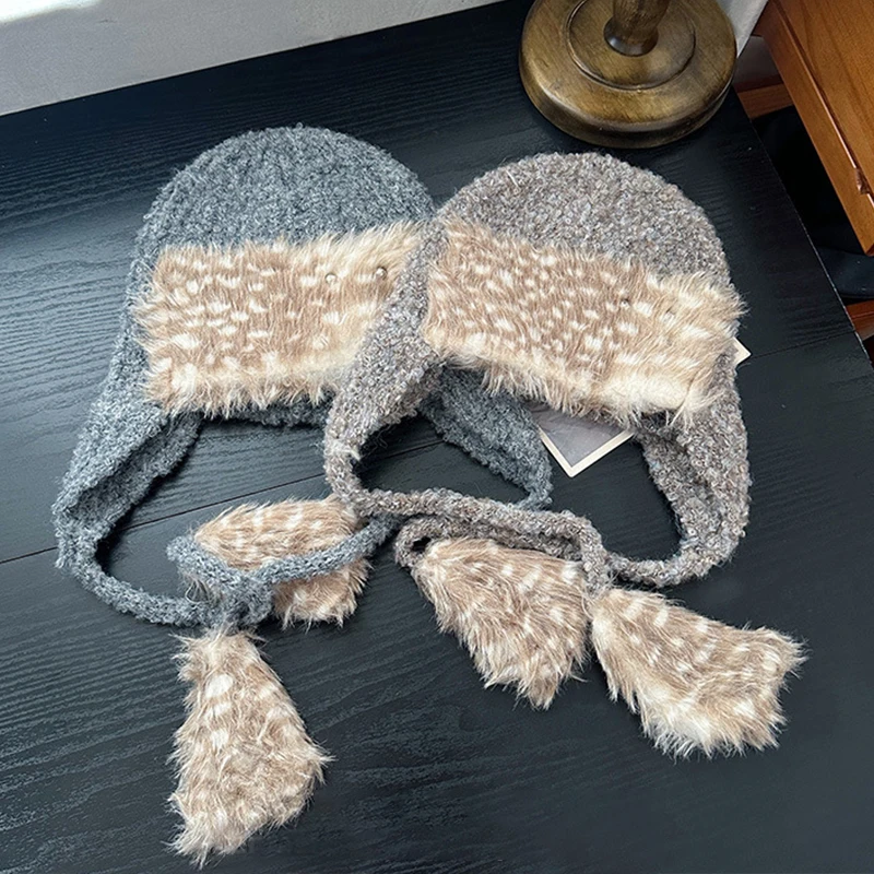 Gorro de piel Original Y2K subcultura harajuku remache protección para los oídos jersey versátil sombrero muy cálido sombrero de invierno accesorios de mujer