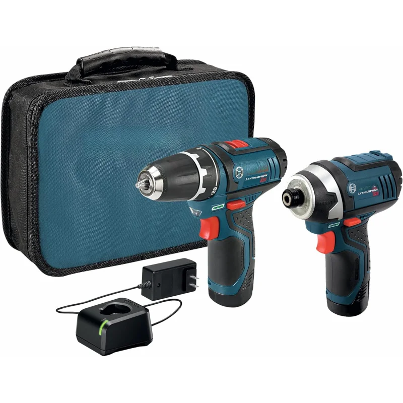 22 - 120 12 V Lithium Ion 2 - Tool Combination Kit（Drill Bit/Drive and Impact Drive），Belt 2 Battery Section，harger and Outer Box