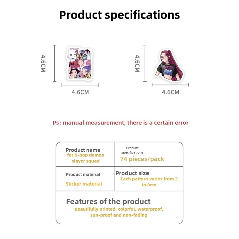 50/74 pçs anime adesivos e cartões para kpop demônio caçador decalques de vedação à prova dwaterproof água diy scrapbooking papelaria bonito adesivo presentes