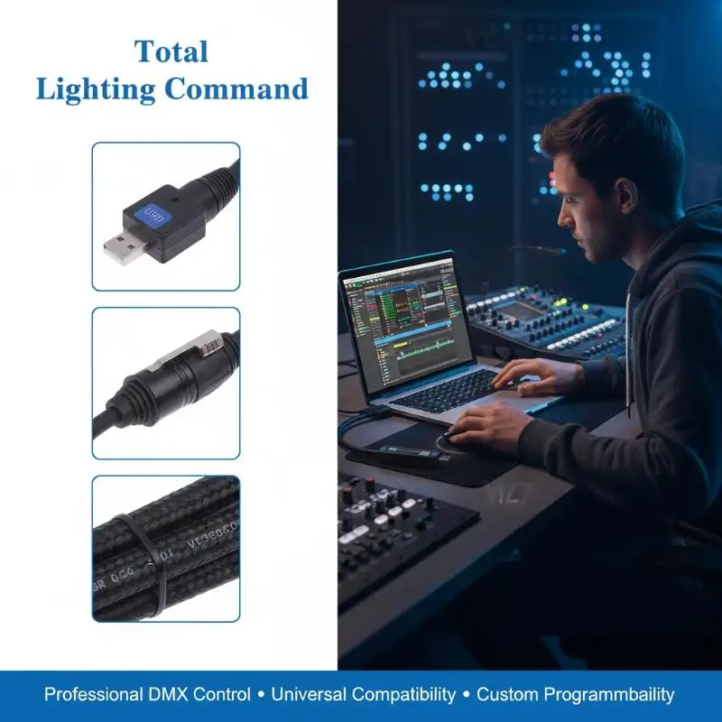 

USB-RMD-DMX DMX512 Controller, Wireless Bluetooth Stage Light DMX Dialer Mobile App Control for Android