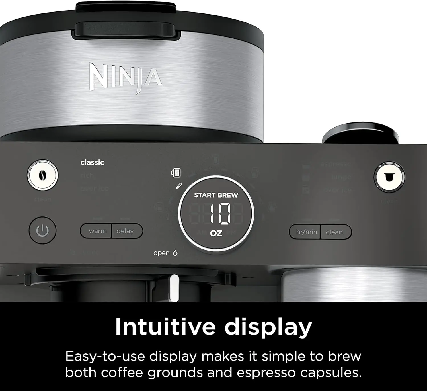 Ninja CFN601 Espresso & Coffee Barista System, 3 estilos de preparación de espresso, compatible con cápsulas de café y Nespresso de una sola porción, 12-Cu