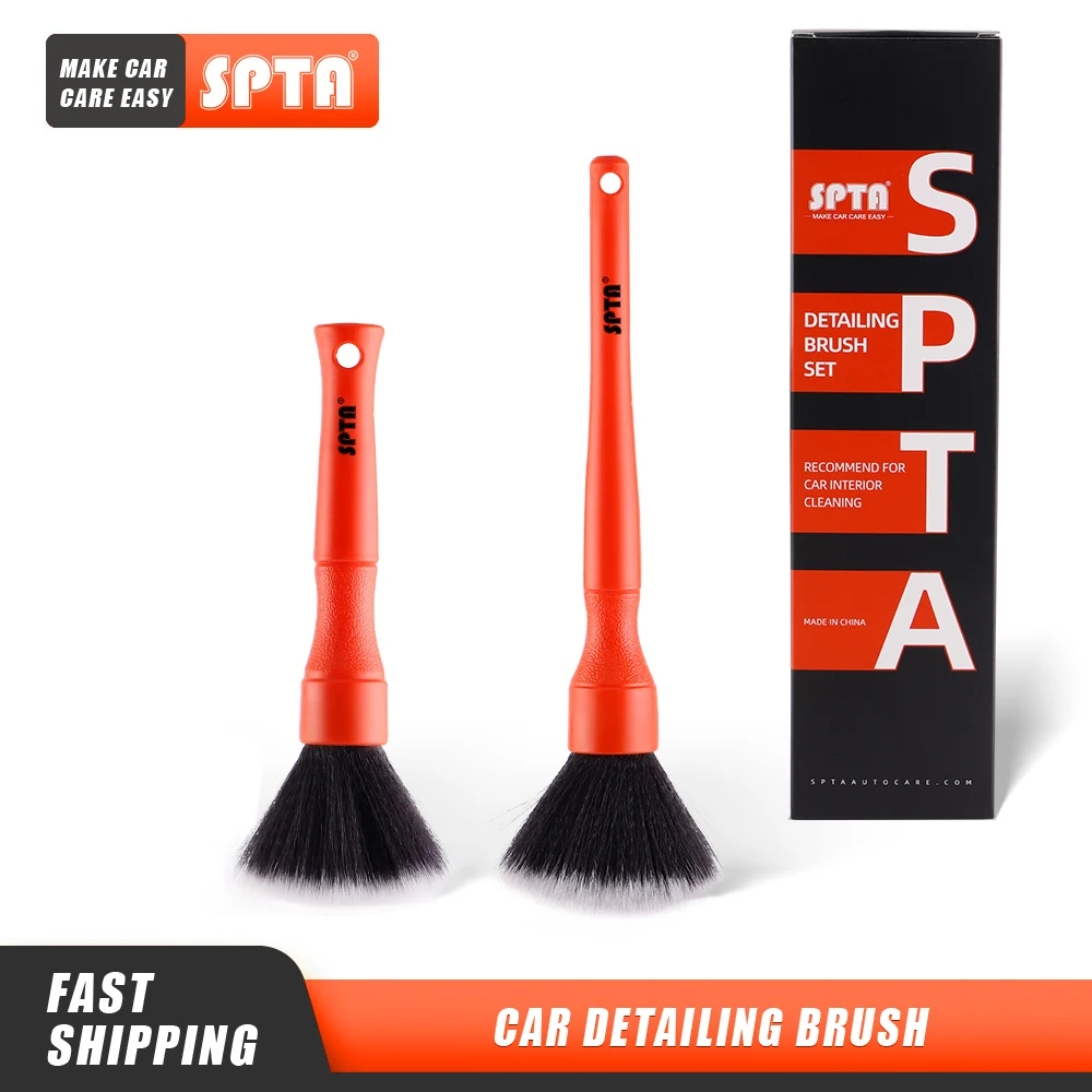 SPTA 2PCS Detailing Super Soft Auto Interior Clean Synthetic Bristle Car Dash Duster Brushes Set