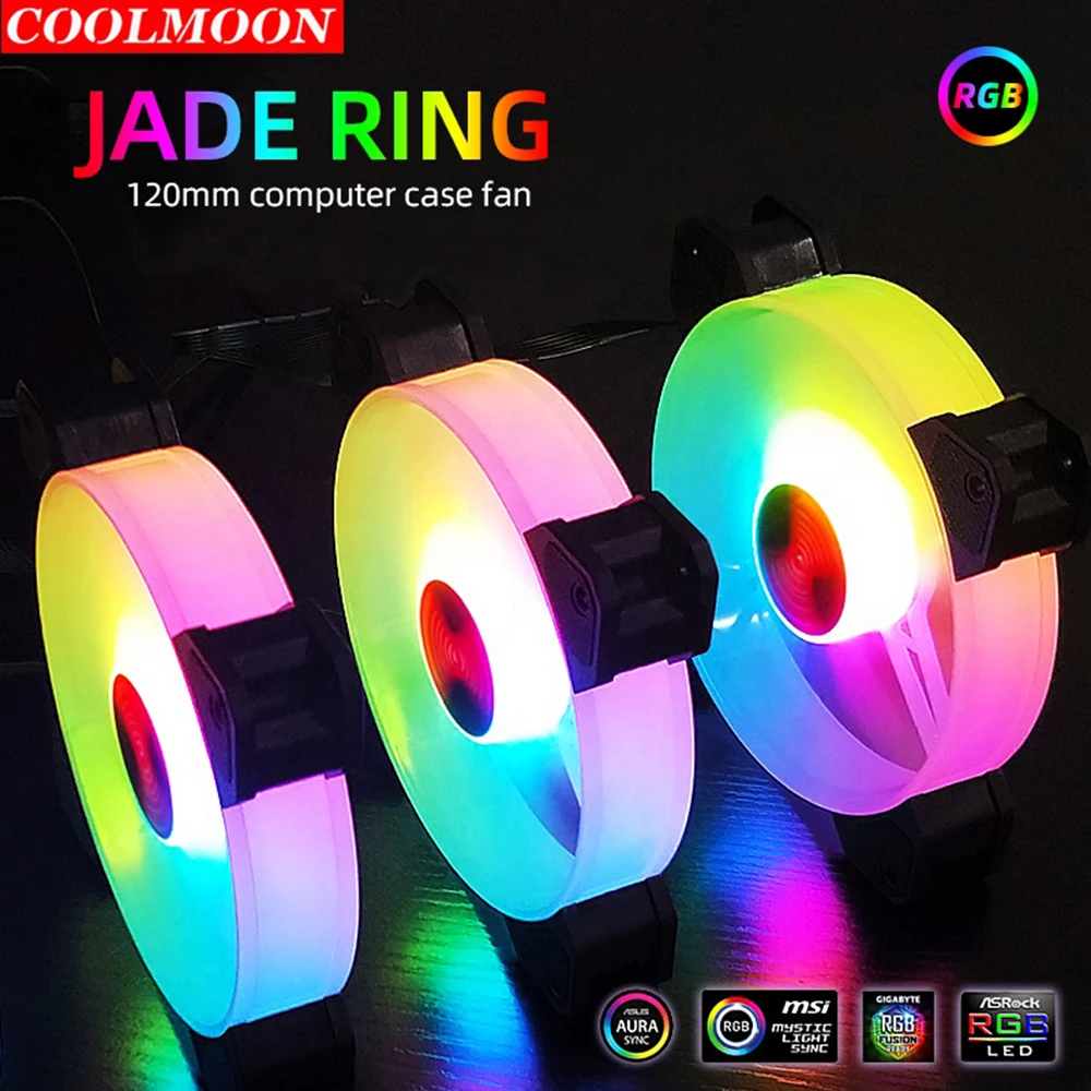 Coolmoon 6Pin RGB PC Music Fan Gaming Heatsink Dissipation 120mm Cooling Cooler Fans Support Controller Remote Computer Case