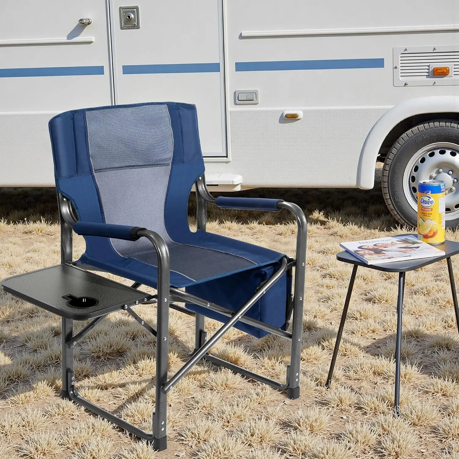 

Camping Directors Chairs for Adults Heavy Duty with Table and Cooler Bag Oversized Portable Folding Chair for Beach, Fishing,Hot
