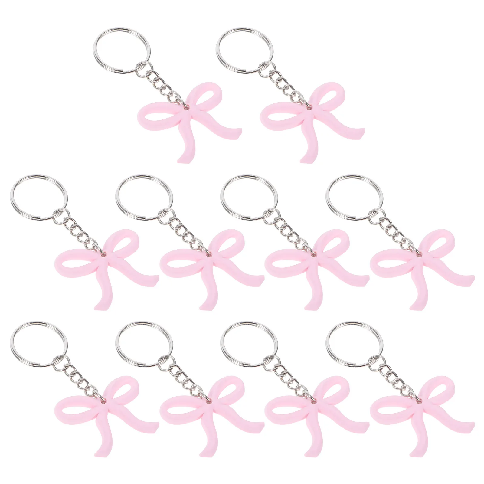 

10Pcs Pink Bowknot Keyring Charming Bow Design Elegant Party Favors and Bag Accessories Durable PVC Material Bowknot Keyring