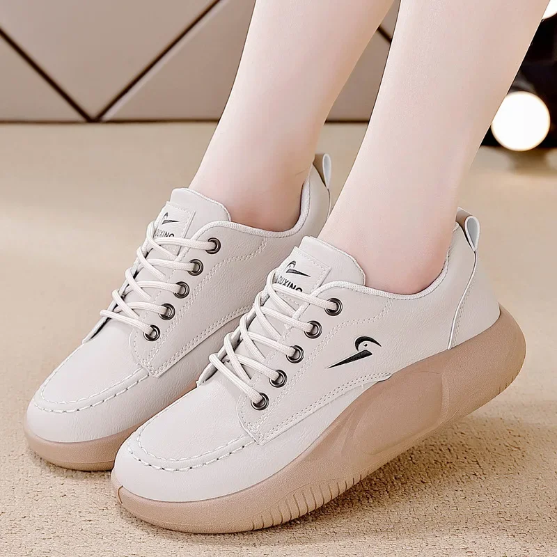 

New Soft-soled Woman Shoes Pu Leather Shoes for Women Casual White Sneakers for Women Non-slip Breathable Versatile Women Shoes