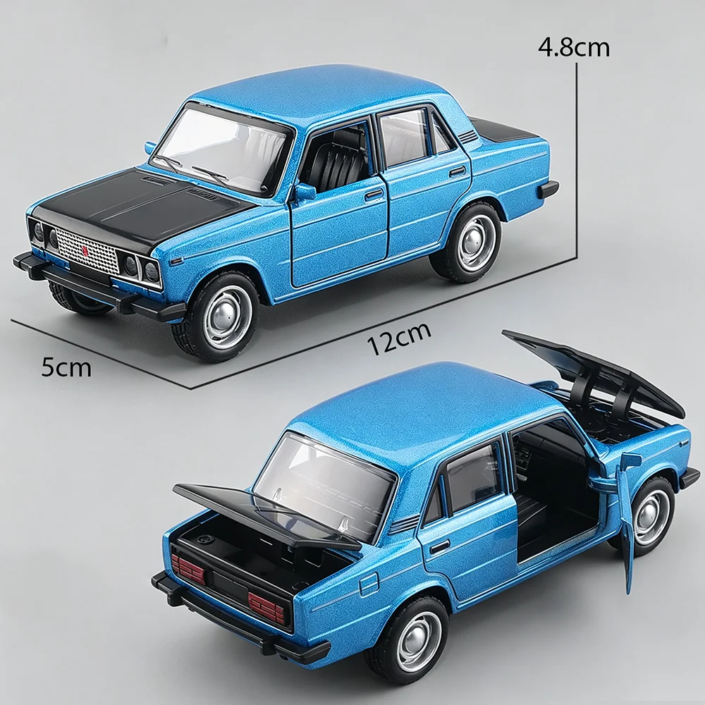 1:36 LADA Druckguss-Spielzeugauto aus Metall mit Rückziehfunktion, zu öffnenden Türen, Miniaturfahrzeug für Sammler und Dekoration