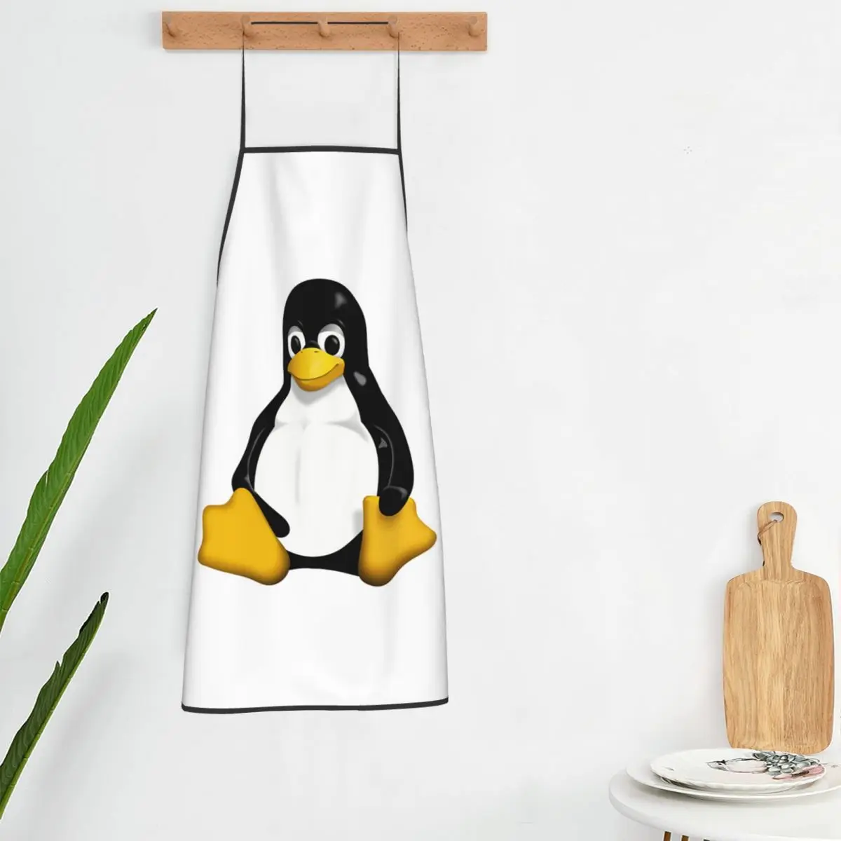 Linux Logo Apron Chef Cooking Cuisine Tablier Bib Kitchen Cleaning Pinafore for Women Men Gardening