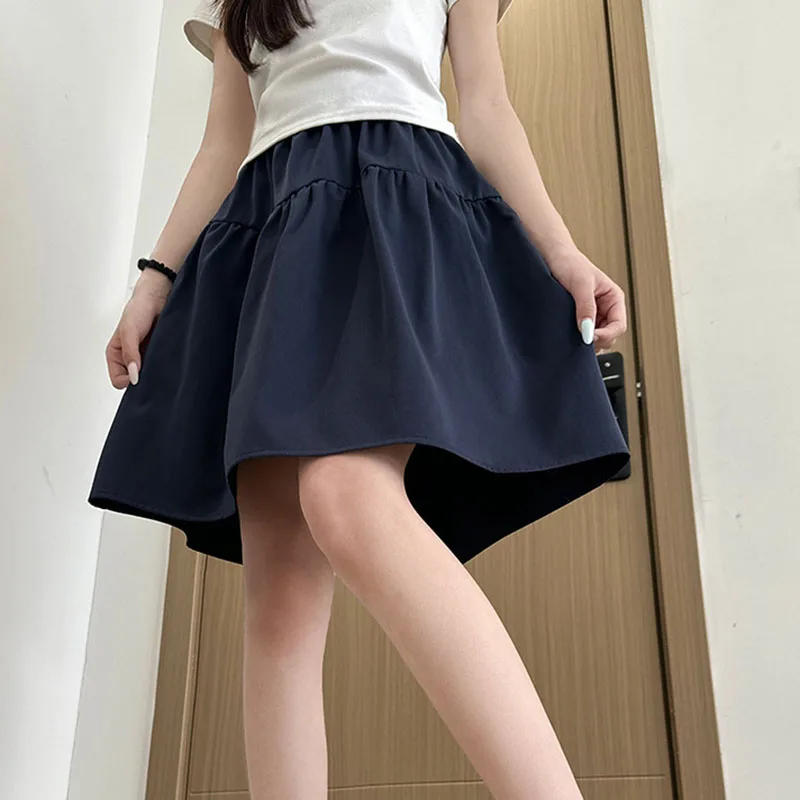 

Женские короткие юбки в студенческом стиле, темно-синие, новинка 2026 года, повседневные, свободные, с эластичной талией, А-силуэт, в японском стиле, для школьной формы