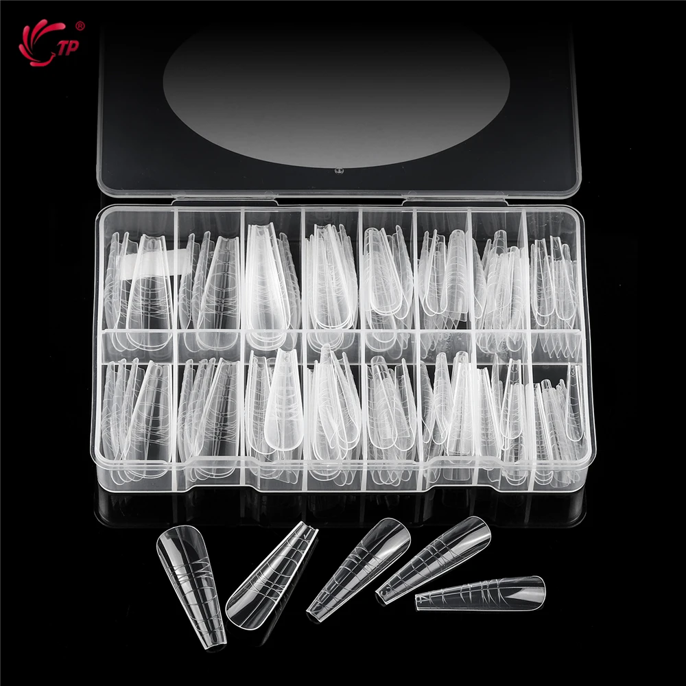 TP المزدوج مسمار أشكال 120/140 قطعة غطاء كامل الاكريليك بناء سريع هلام قوالب ل بولي جيل للأظافر تمديد أشكال الأظافر أظافر صناعية تلميح