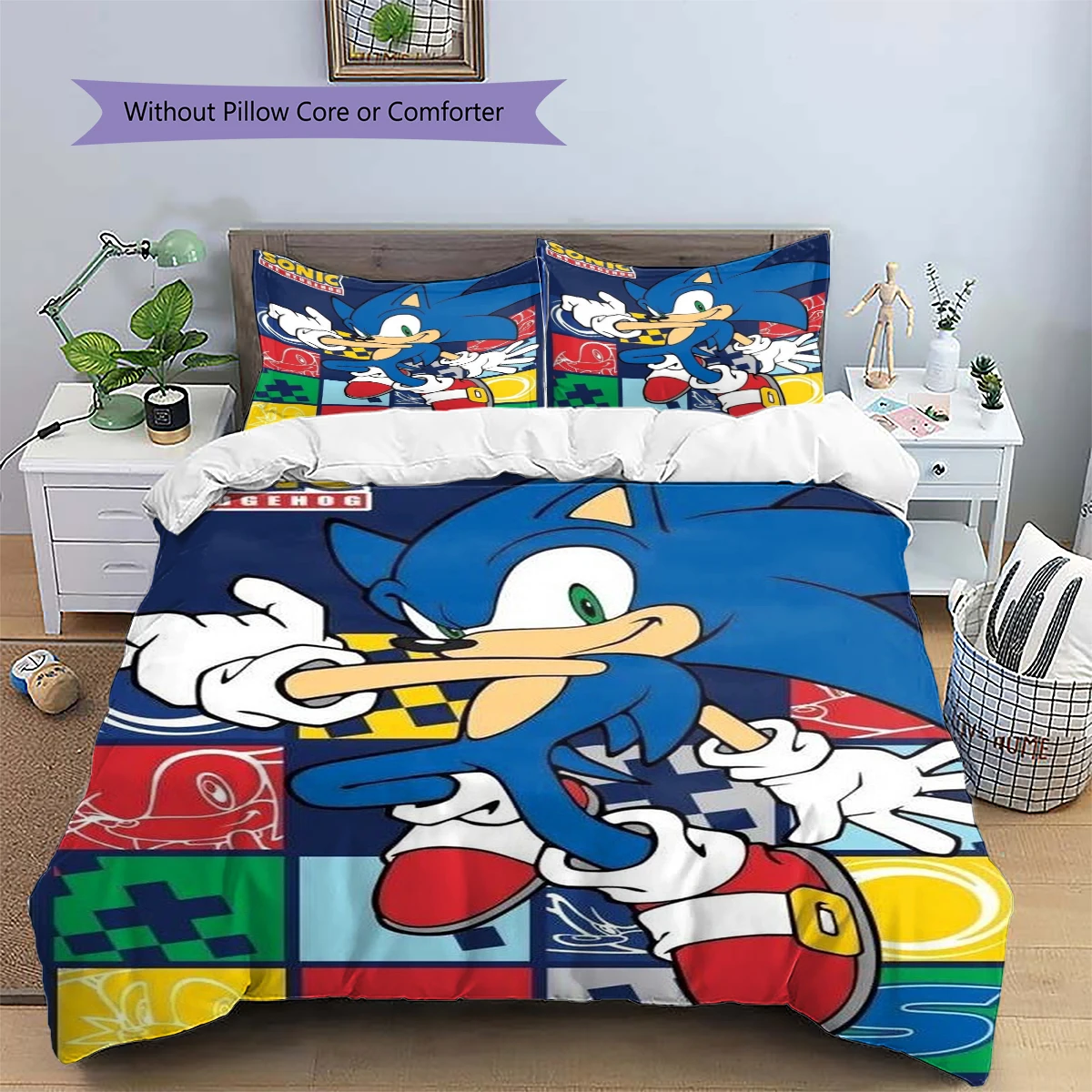 Sonic the Hedgehog Anime Daily Use Bedding Bedroom Decor Nice Fan Gift Patterned Duvet Cover Set -xia65 - view 2