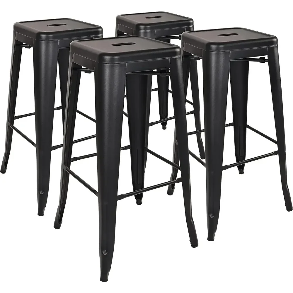 

30 Inches Metal Bar Stools High Backless Stools Indoor Outdoor Stackable Kitchen Stools Dining Chair Set of 4