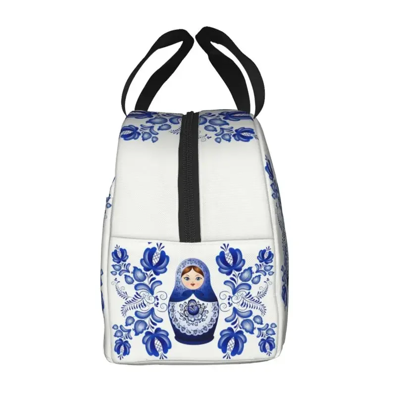 Matryoshka Doll Russia Insulated Lunch Tote Bag for Women Russian Folk Art Portable Cooler Thermal Bento Box Kid School Children