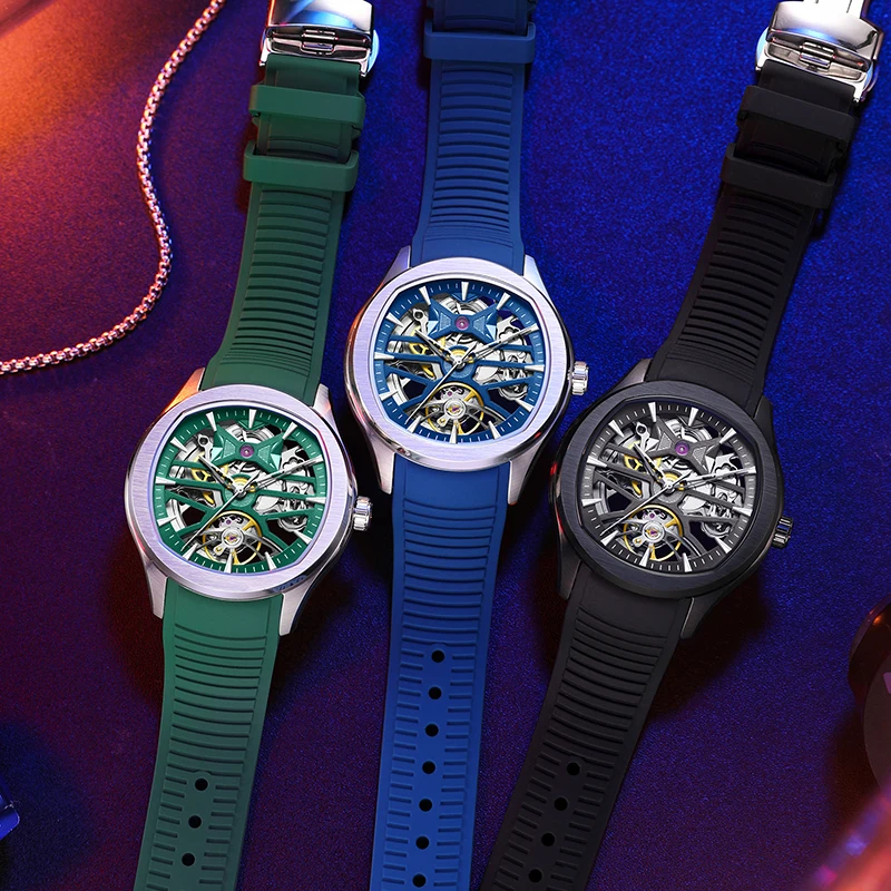 

Silicone strap/Stainless steel Self-research JX-2804 THE TRENDSETTER DANIEL GORMAN SKELETON MECHANICAL WATCHES Wear it Watch