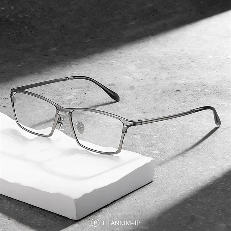 Pure Titanium Rectangle Men's Eyewear Trendy Hollow Eyeglasses Women Handmade Oversized Ultralight Glasses Frame Spectacles