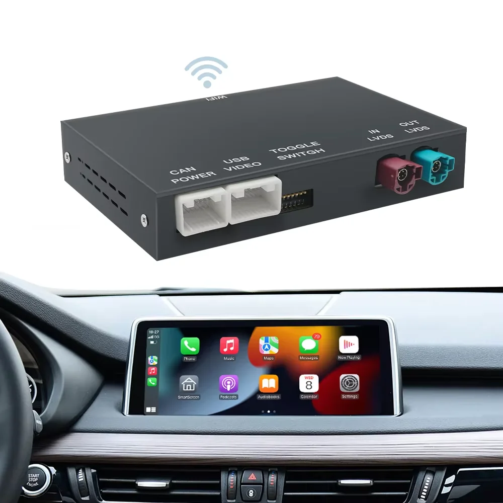 نظام CarPlay Android Auto اللاسلكي لسيارات BMW X5 E70 F15 X6 E71 EVO BNT CIC مع وظائف AirPlay تدعم كاميرا الرؤية الخلفية