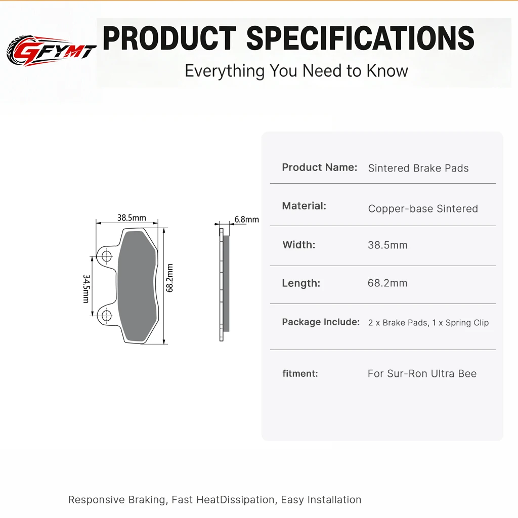 For Surron Ultra Bee dirt bike disc brake pads copper‑based sintered anti‑brake‑fade high heat resistant Front & Rear Universal