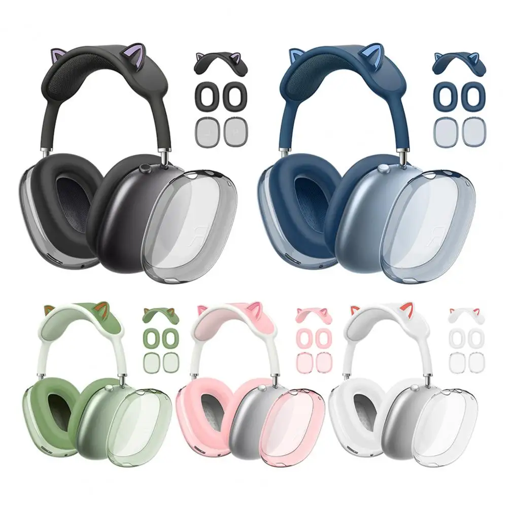 Headphone Protective Cover 360-Degree Protection Anti-Slip Waterproof TPU Headphone Cover Silicone Protector for AirPods Max