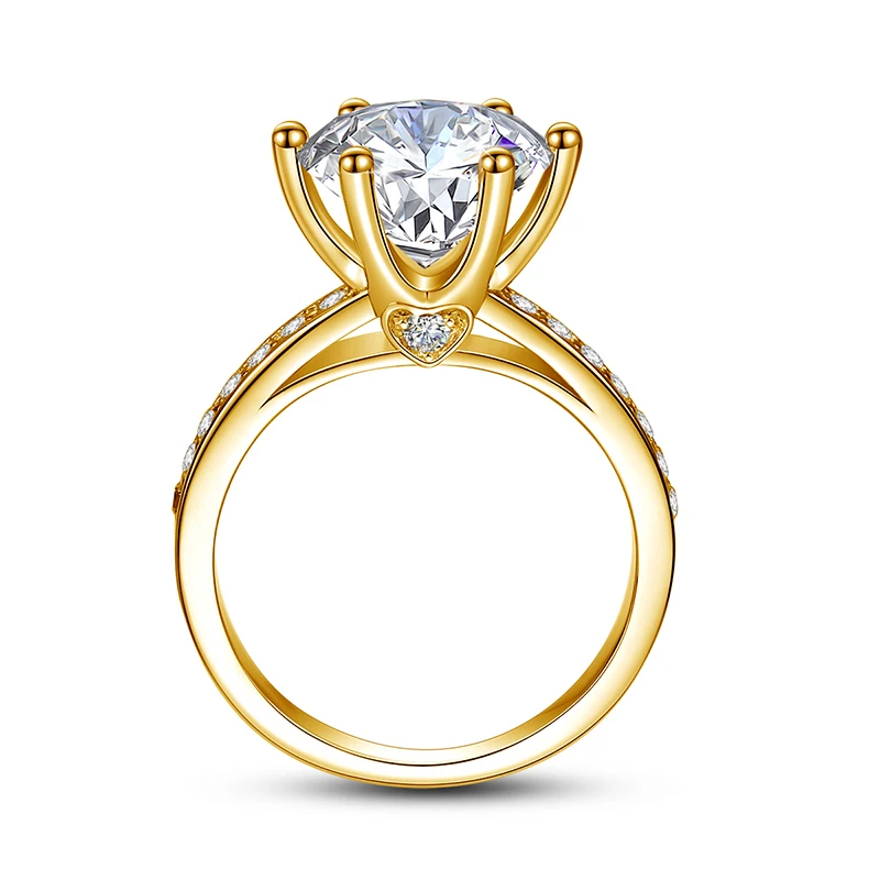 Imagem -02 - Ouro Amarelo Moissanite Anel com Certificado para as Mulheres Corte Brilhante Testador de Diamante Jóias de Casamento de Luxo Qualidade Superior 4ct