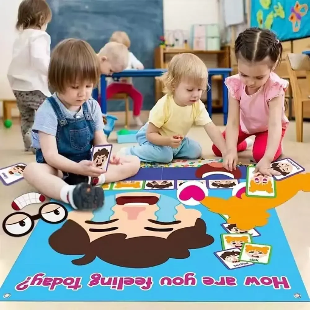 Emotions Change Felt Board Story Expression Game Early Learning DIY Facial Expressions Montessori Toys for Kids Learning Toy